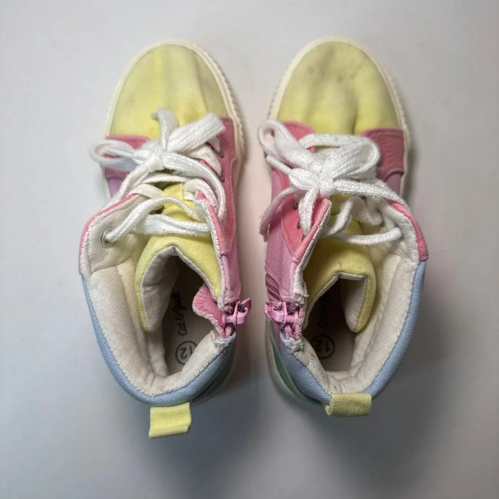 Cat & Jack Toddler Girls Nabi Colorblock Lace Up Zip Sneakers Pastel Size 12